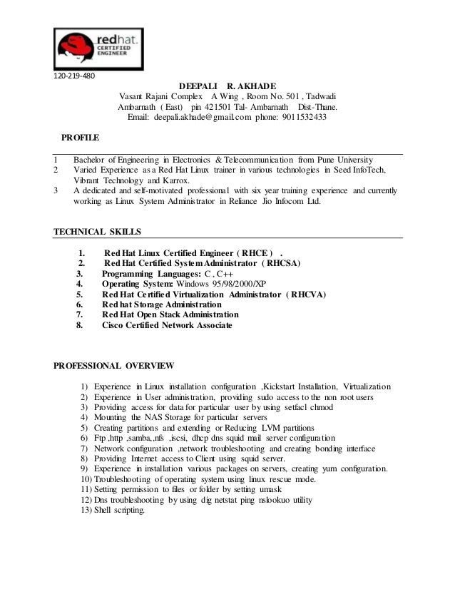 10 Linux Administrator Resume 3 Year Experience