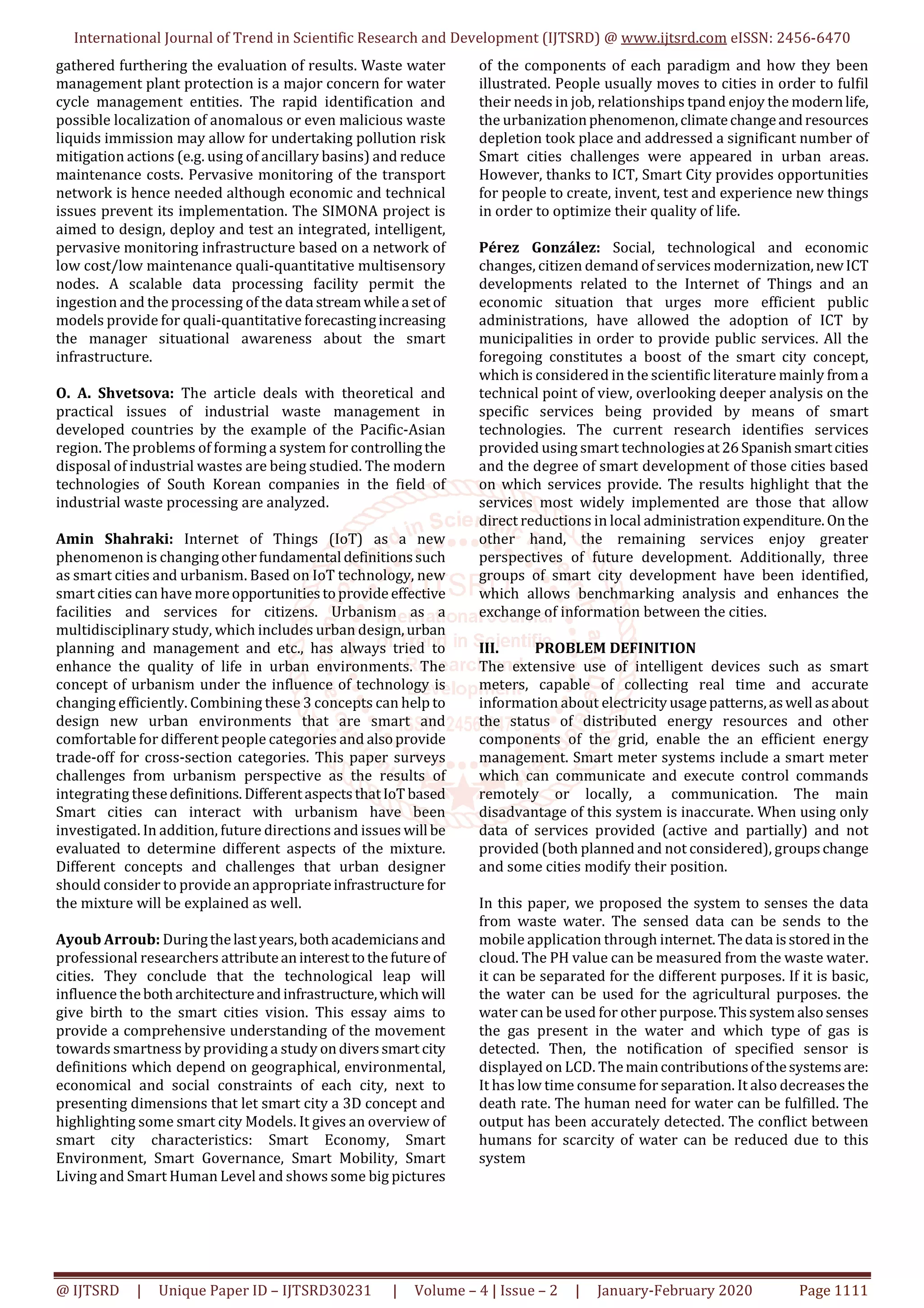 Waste Water Management for Smart City | PDF - Furthering Patio Waste Management Technology
