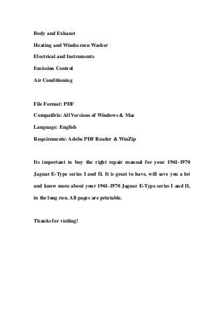 1961 1970 jaguar e-type series i and ii parts manuals & service repai…