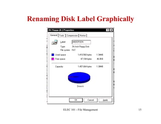 Renaming Disk Label Graphically




          ELEC 101 - File Management   15
 