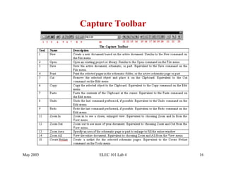 Capture Toolbar




May 2003       ELEC 101 Lab 4   16
 