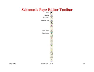 Schematic Page Editor Toolbar




May 2003              ELEC 101 Lab 4       18
 