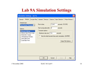 Lab 9A Simulation Settings




1 November 2005       ELEC 101 Lab 9     14
 