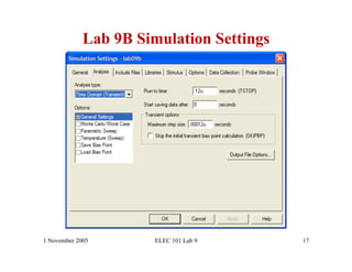 Lab 9B Simulation Settings




1 November 2005        ELEC 101 Lab 9     17
 