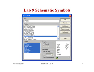 Lab 9 Schematic Symbols




1 November 2005           ELEC 101 Lab 9    7
 