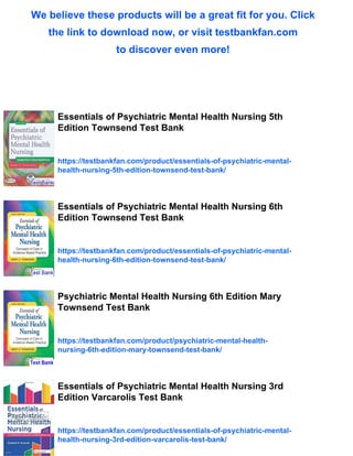 Essentials of Psychiatric Mental Health Nursing 7th Edition Townsend ...