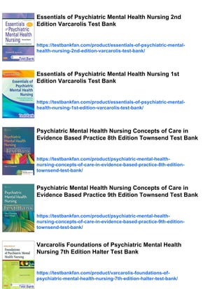 Essentials of Psychiatric Mental Health Nursing 7th Edition Townsend ...