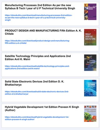 Manufacturing Technology 2nd Edition D. K. Singh | PDF