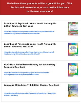 Essentials of Psychiatric Mental Health Nursing 7th Edition Townsend ...