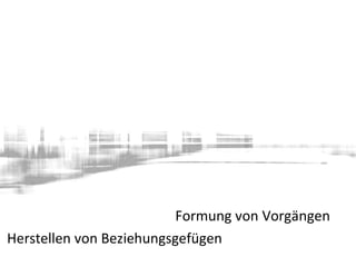 Herstellen von Beziehungsgefügen
Formung von Vorgängen
 