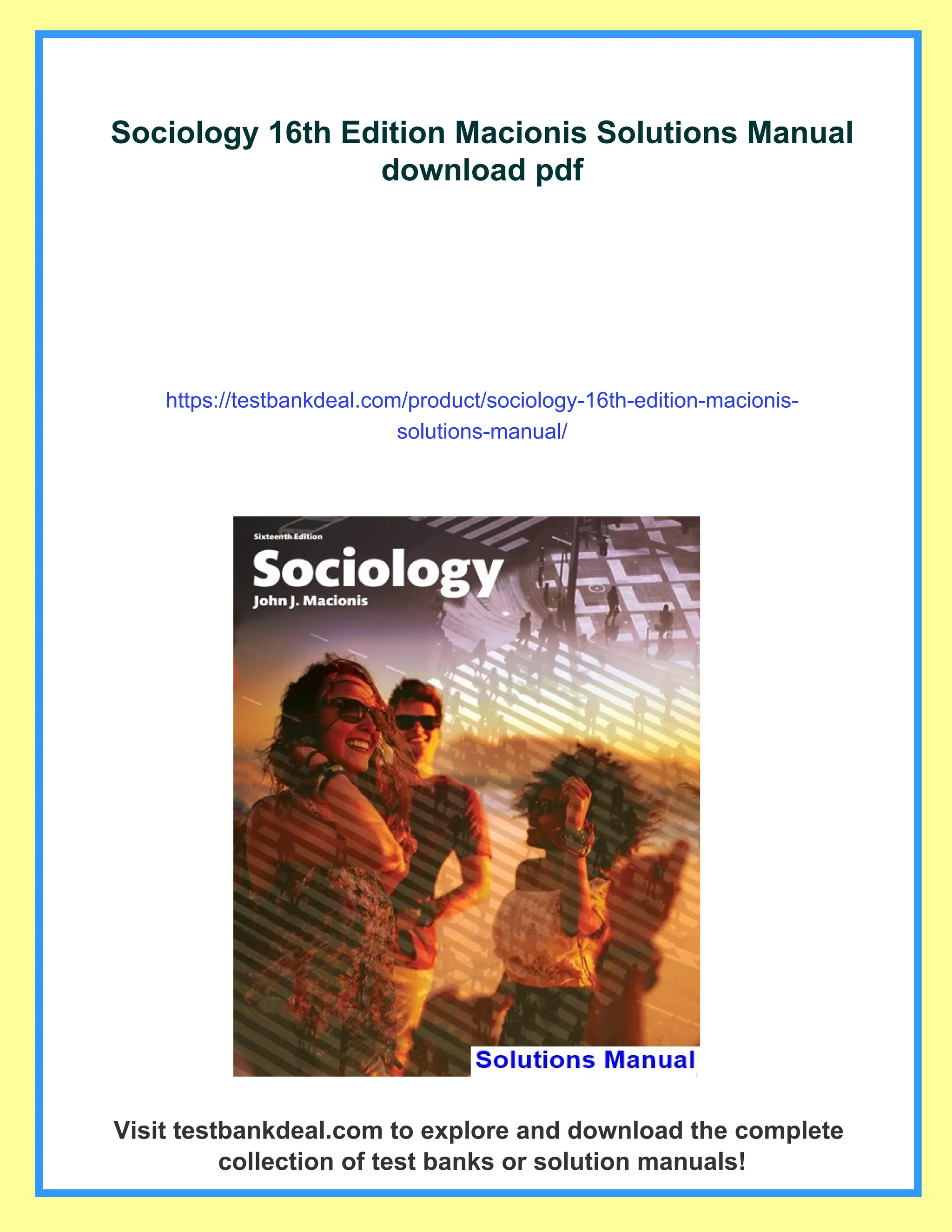 Sociology 16th Edition Macionis Solutions Manual | PDF