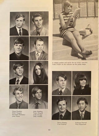 Doug Mackay
Mike Magers
Michael Mahoney
John Mann
John Madron
Terry Magill
Julie Mango
Jerry Martin
60
A winter suntan and study for an exam concern
Susie Miller as she relaxes on the patio steps.
Steve Martin
Curt Marvel
Barbara Marvel
Ron Masamori
 