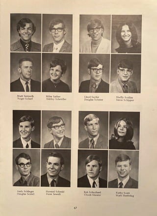 Matt Samuels
Roger Scharf
Andy Schlager
Douglas Seidel
Mike Sather
Shirley Scheidler
Howard Schmid
Dave Sewalt
67
Lloyd Saylor
Douglas Scherer
Bob Schuchard
Chuck Shearer
Shelly Scalise
Steve Schipper
Kathy Scott
Mark Sherbring
 