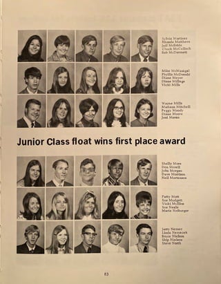 t
Sylvia Martinez
Rhonda Matthews
Jeff McBride
Chuck McCulloch
Bob McDermott
Mike McManigal
Phyllis McDonald
Diane Meyer
Diane Millage
Vicki Mills
Wayne Mills
Mariann Mitchell
Peggy Moody
Diane Moore
Joni Moran
Junior Class float wins first place award
83
Shelly More
Don Morell
John Morgan
Dave Morrison
Neil Mortenson
Patty Mott
Sue Mudgett
Vicki Mullins
Sue Neale
Marie Neiburger
Jerry Nemec
Linda Nemecek
Bruce Nielson
Skip Nielson
Steve North
 
