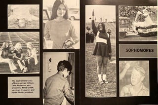 The Sophomore Class
officers were as follows:
Cindi Anderson, vice
president; Mindy Green,
secretary-treasurer; and
Karen Kinnie, president.
 