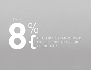 PAGE 13

%

}

8
ONLY

OF MOBILE AD CAMPAIGNS IN
Q3 2013 DROVE TO A RETAIL
PROMOTION*

2014

THE DEEP FOCUS DIGITAL MARKETING OUTLOOK
*www.eMarketer.com

 