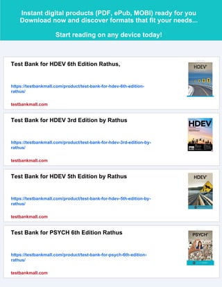 Solution Manual for HDEV 6th Edition Rathus, | PDF