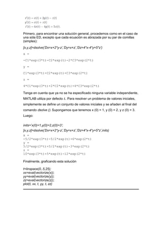 resolucion de ecuaciones diferenciales con MATLAB | DOC