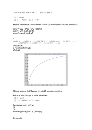 resolucion de ecuaciones diferenciales con MATLAB | DOC