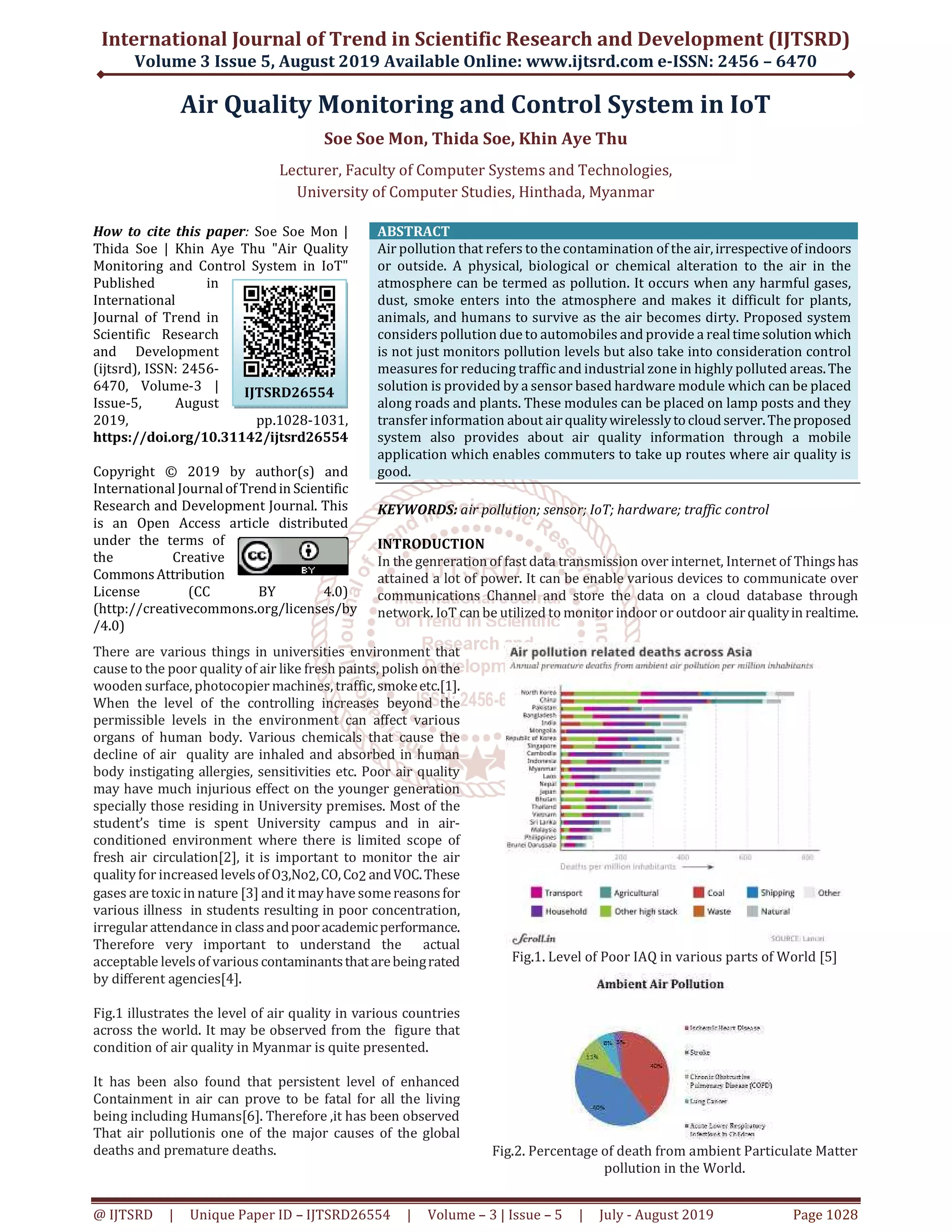 Air Quality Monitoring and Control System in IoT | PDF