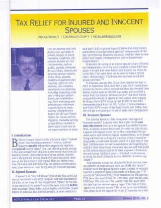 ACFLS, Tax Relief for Injured and Innocent Spouses