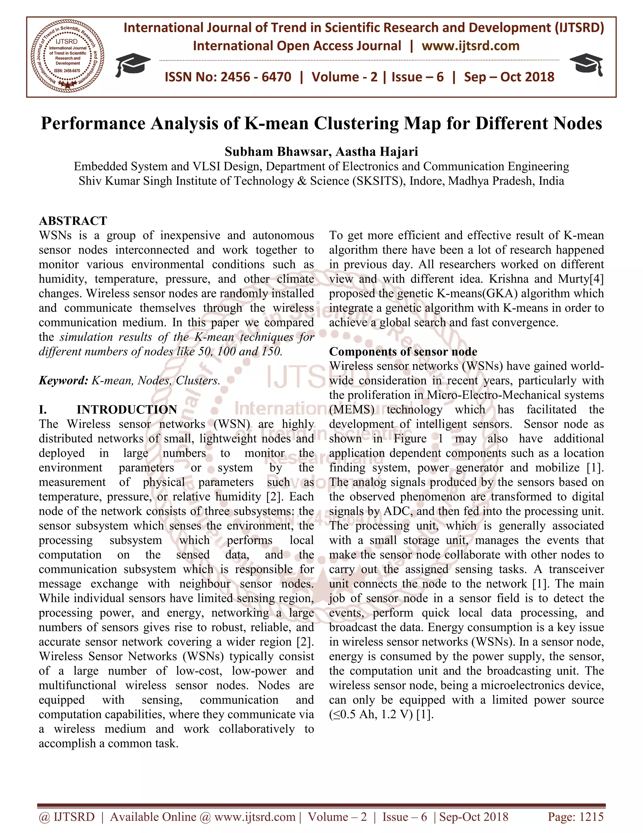 Performance Analysis of K mean - Performance Analysis Of K Mean Clustering Map For Different Nodes 1 2048 