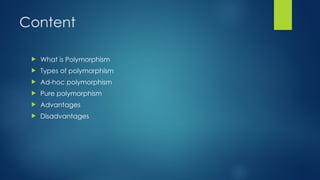 Introduction to java programming polymorphism | PPTX