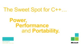 The Sweet Spot for C++…
  Power,
    Performance
      and Portability.
 
