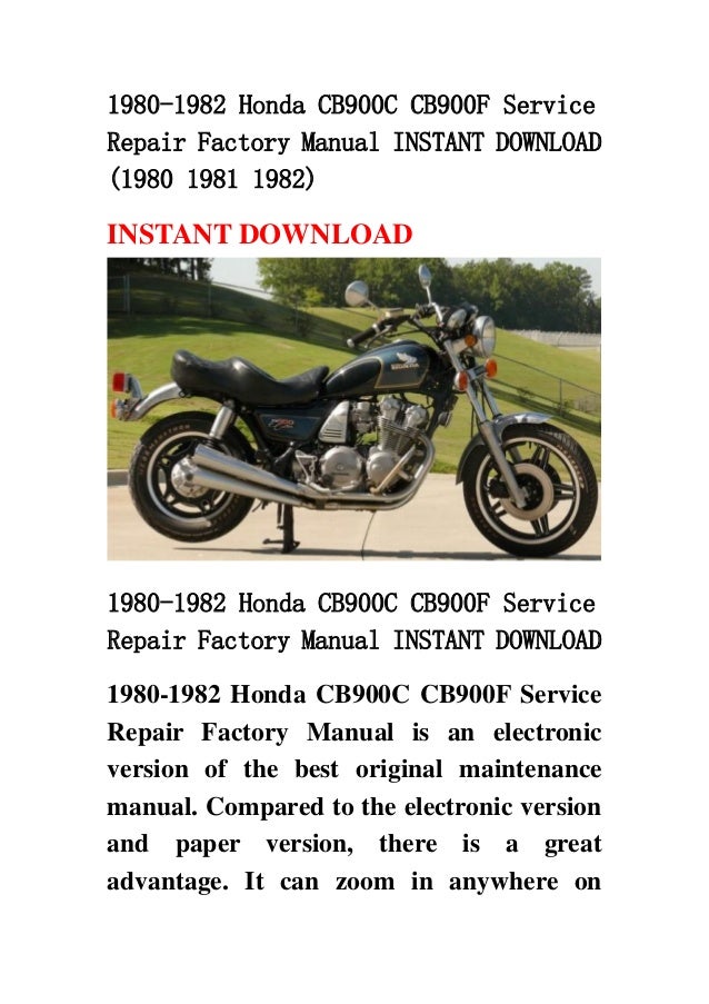 1981 Honda Cb900f Service Manual