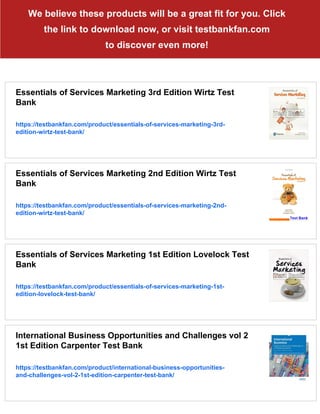 Essentials of Services Marketing 3rd Edition Wirtz Solutions Manual | PDF
