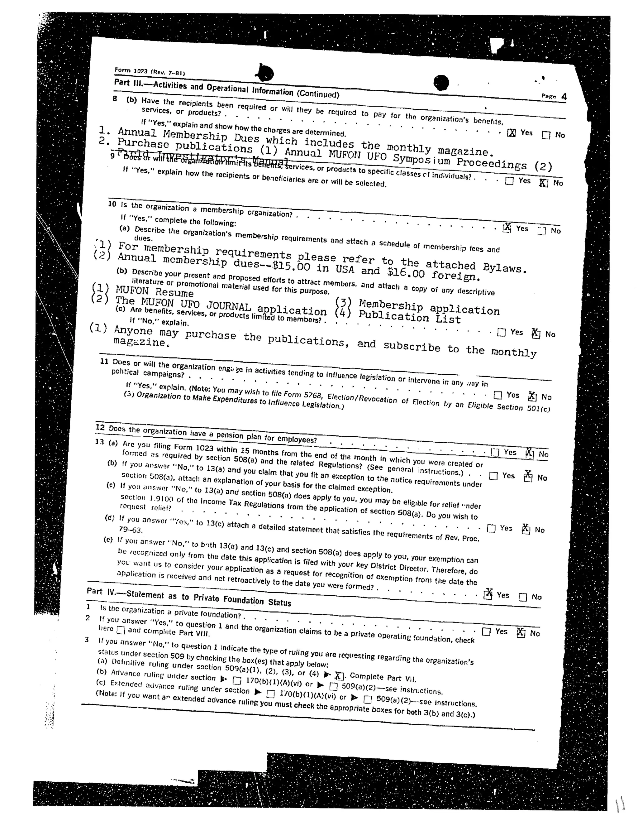 1982 Form 1023 Application For Non profit Status PDF 1982 form 1023 application for non profit status pdf
