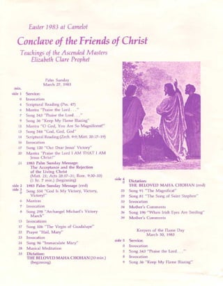 The Summit Lighthouse: 1983 conclave of the friends of christ liner notes