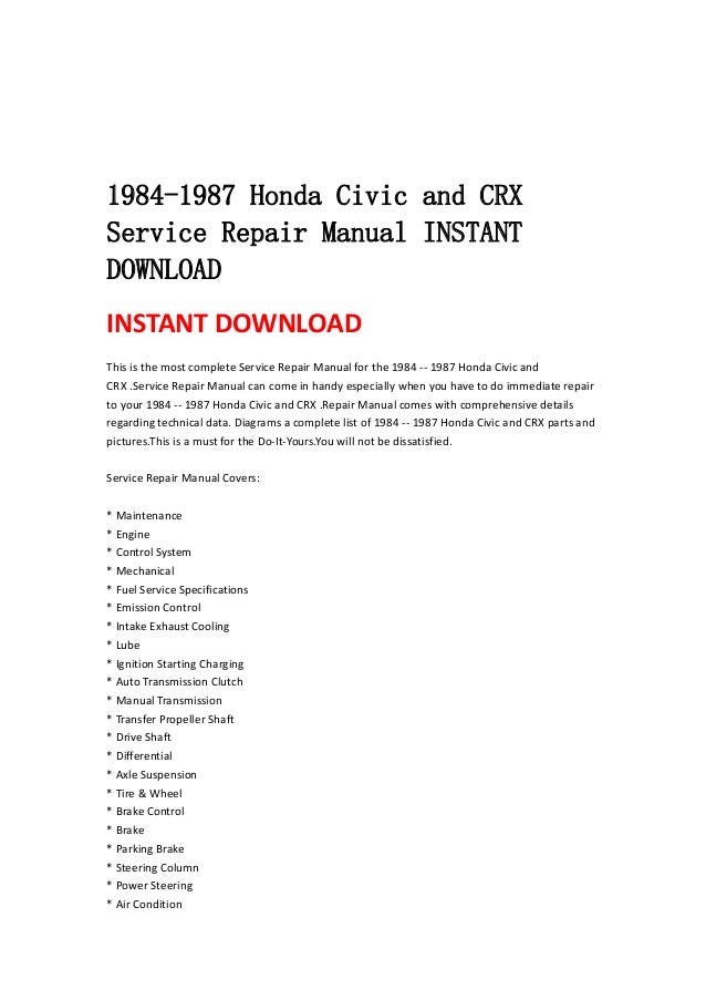 honda civic workshop manual free download
