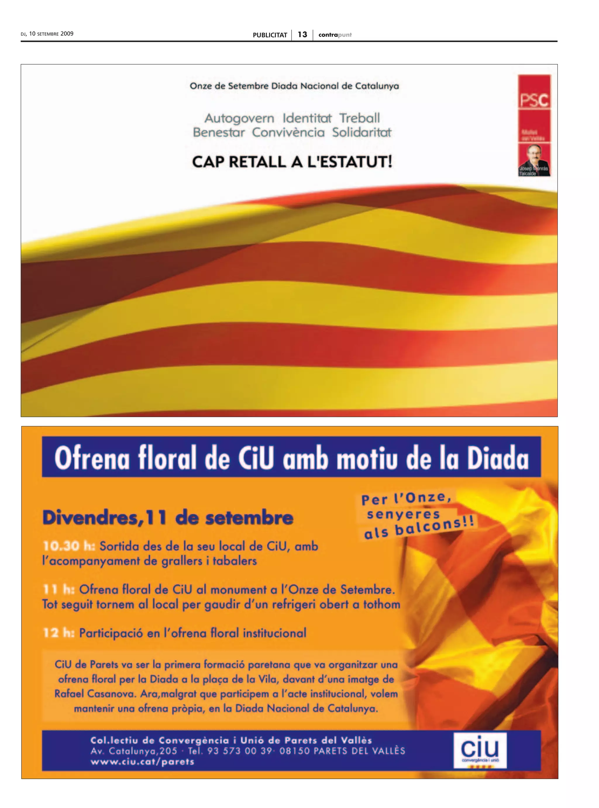 DJ,   10   SETEMBRE   2009   PUBLICITAT   13   contrapunt
 