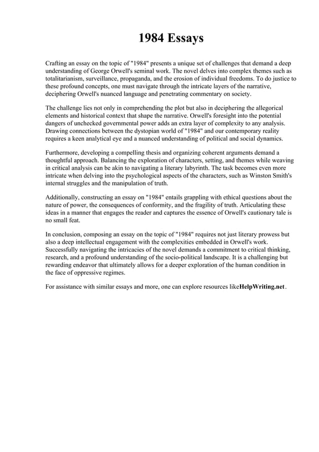 1984 Essays. Eastern Oklahoma State College | PDF