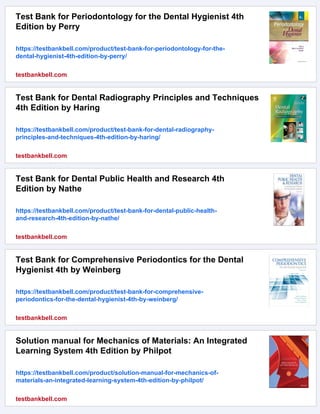 Test Bank for Dental Materials 4th Edition by Eakle, | PDF