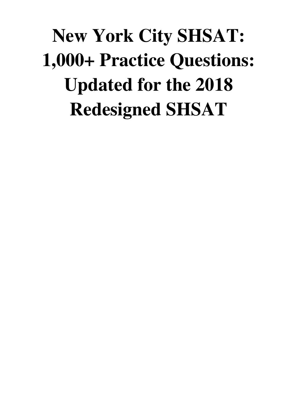 New York City SHSAT PDF - The Tutorverse 1,000+ Practice Questions