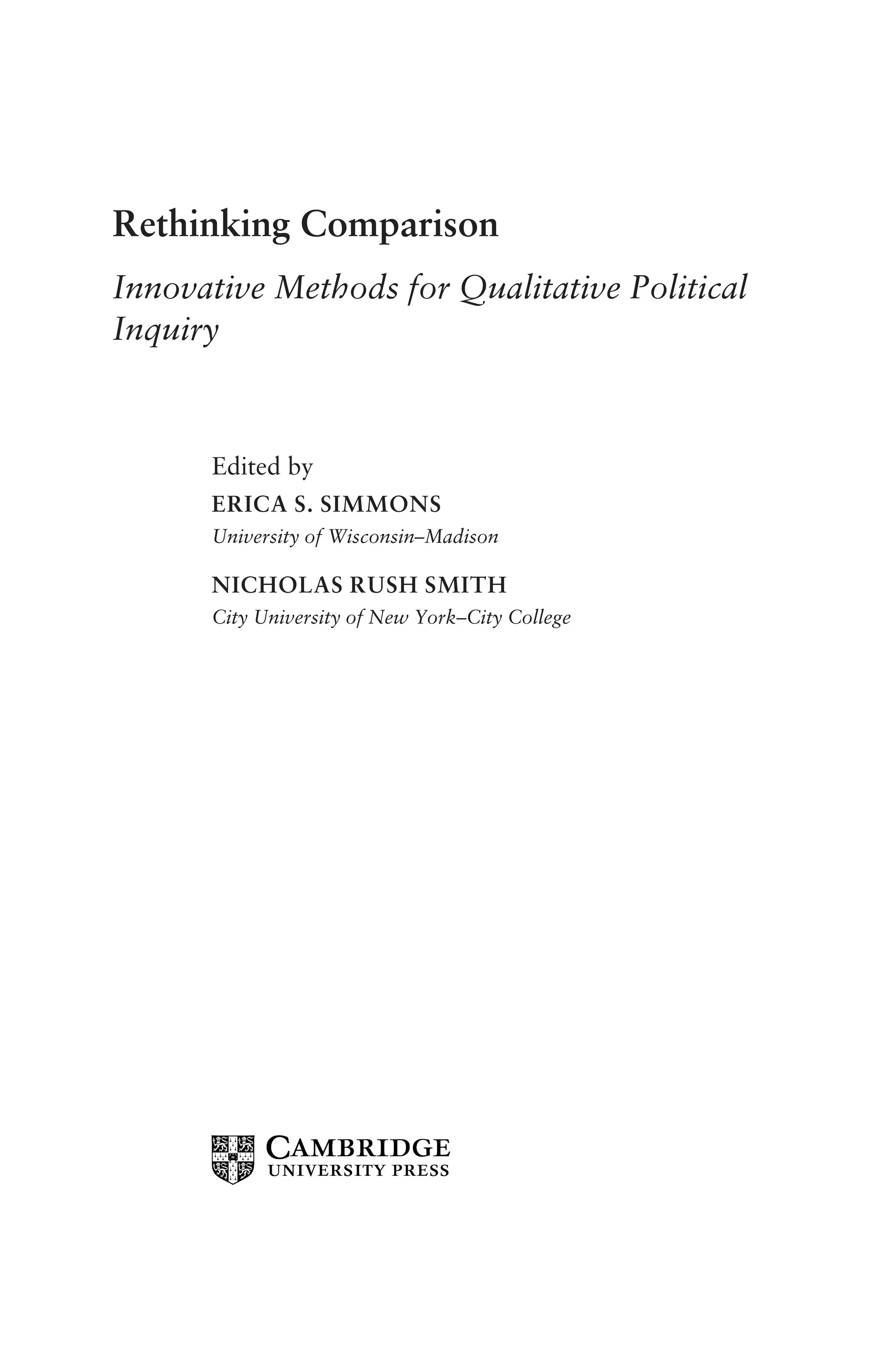 Rethinking Comparison Innovative Methods for Qualitative Political ...