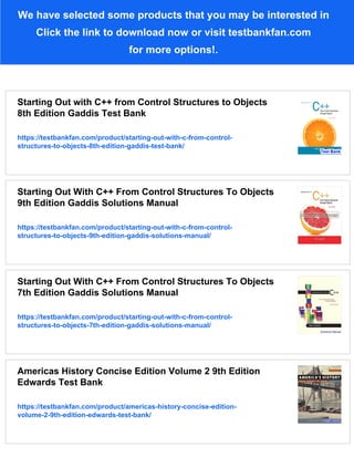 Starting Out with C++ from Control Structures to Objects 8th Edition ...