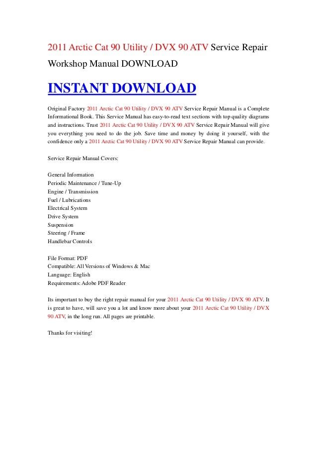 Arctic Cat 90 Dvx Service Manual Arctic Cat 90 Dvx Service Manual
