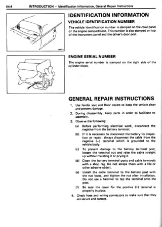 1987 TOYOTA SUPRA SERVICE MANUAL visual data 7