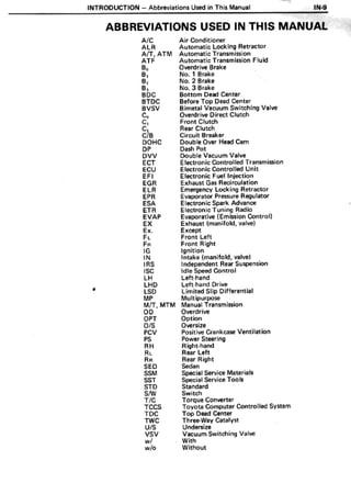 1987 TOYOTA SUPRA SERVICE MANUAL visual data 3