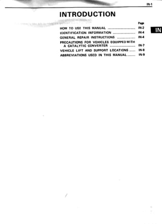 1987 TOYOTA SUPRA SERVICE MANUAL visual data 5