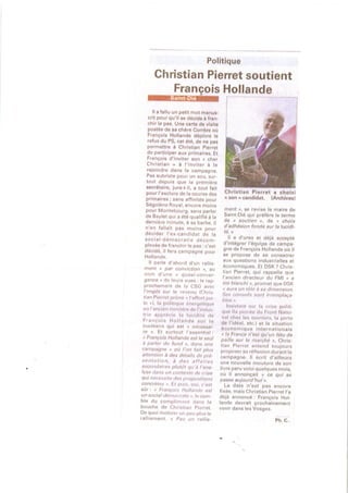 Christian Pierret soutient François Hollande