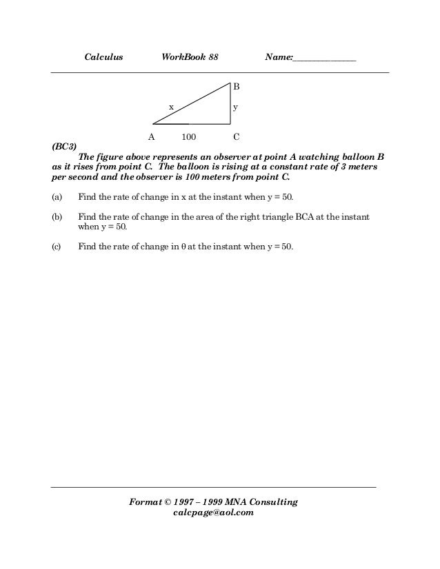 1988 FRQs AP Calculus