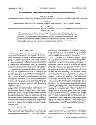 1988 screening effects on the quadrupole splitting in amorphous fe zr alloys