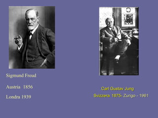 Sigmund Freud
Austria 1856
Londra 1939

Carl Gustav Jung
Svizzera 1875- Zurigo - 1961

 