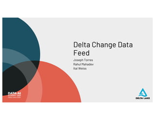 Delta Change Data
Feed
Joseph Torres
Rahul Mahadev
Itai Weiss
 