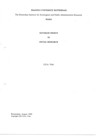 Database Design in Social Research (Master Thesis - August 1990)