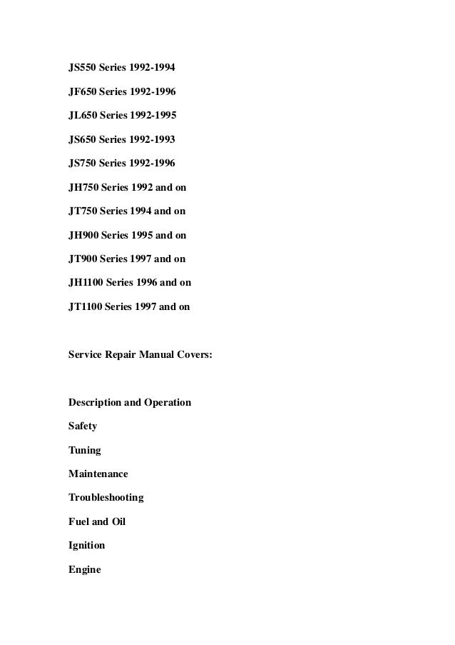 1992 1997 kawasaki js550, jf650, jl650, js650, js750, jh750, jt750, j…